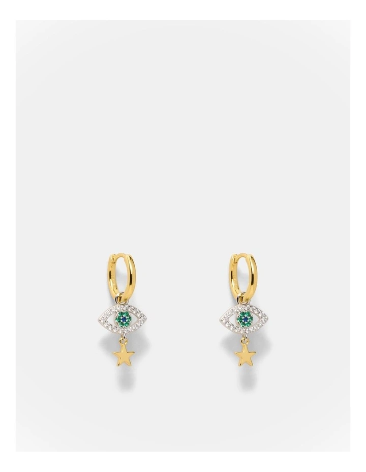 Evil Eye Hoop Earrings in Gold image 1