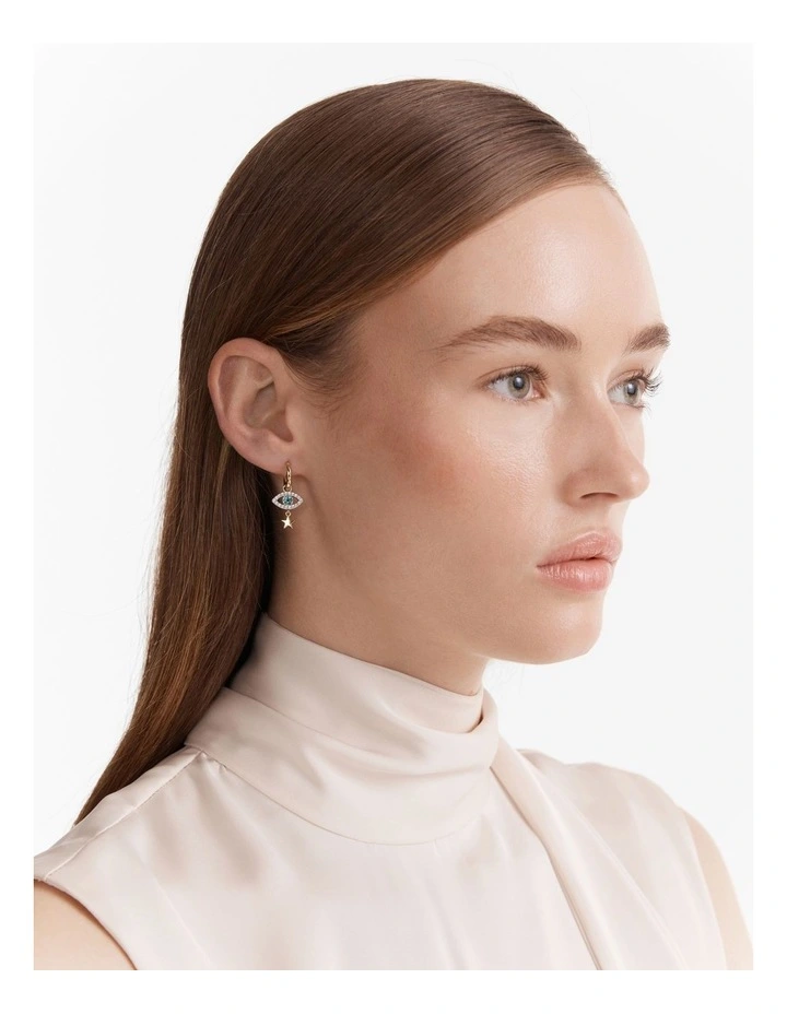 Evil Eye Hoop Earrings in Gold image 2