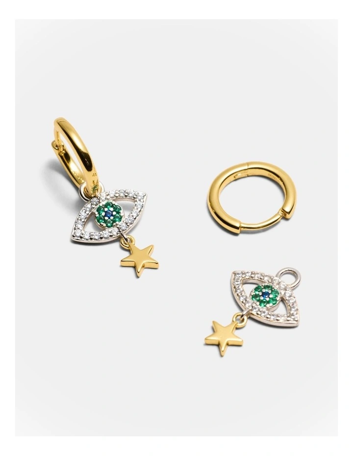 Evil Eye Hoop Earrings in Gold image 3