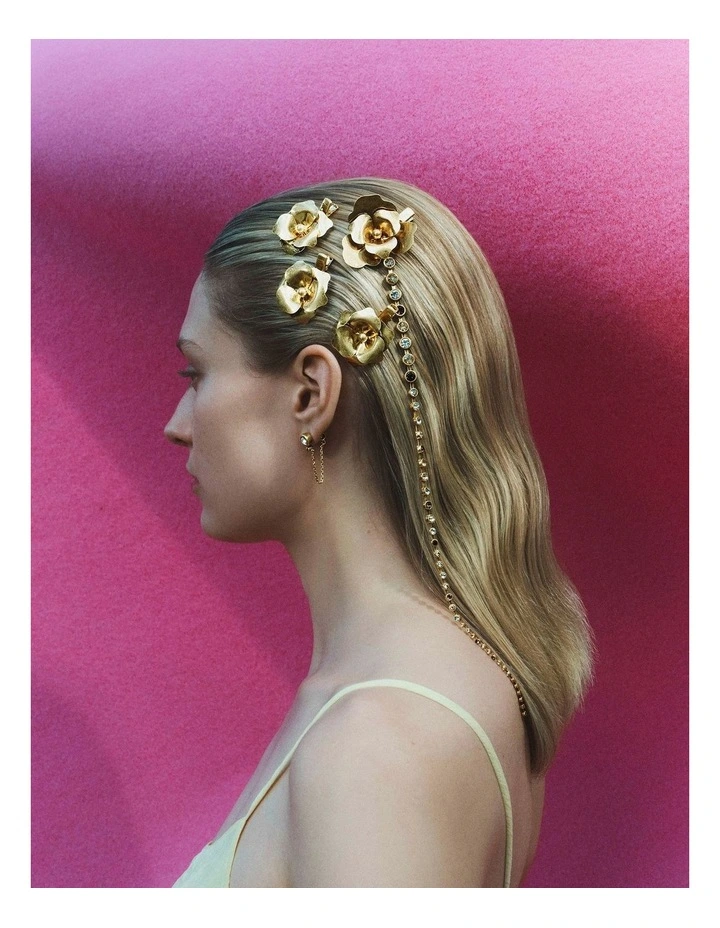 Crystal Flower Hair Clip in Pearl image 2