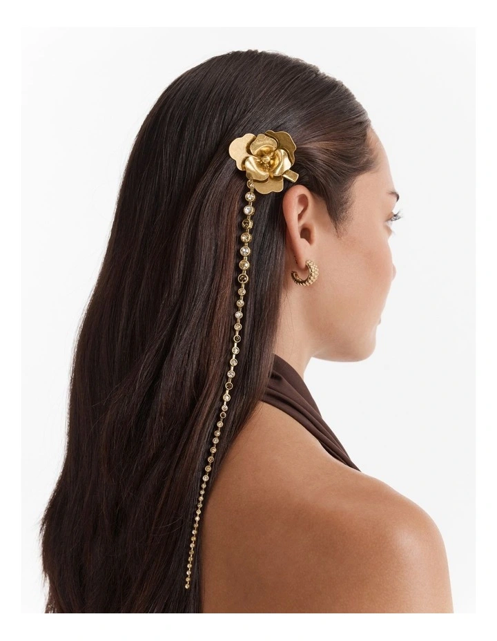 Crystal Flower Hair Clip in Pearl image 3