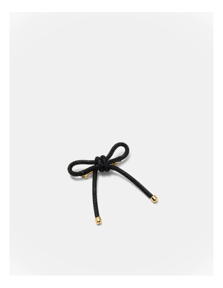 Glam Bow Hair Barrette in Black image 1