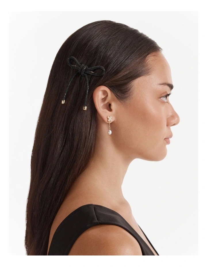 Glam Bow Hair Barrette in Black image 2