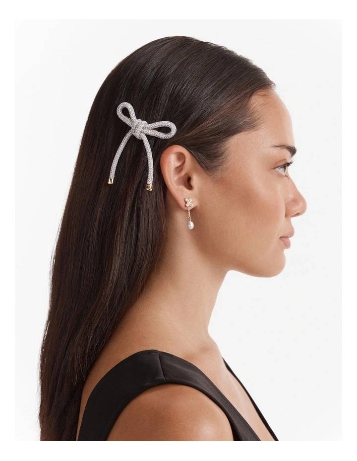 Glam Bow Hair Barrette in Crystal image 2