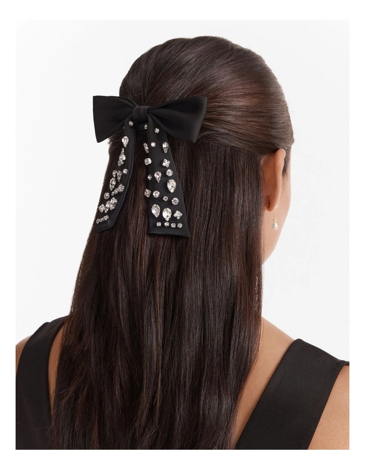 Queen Bow Hair Barrette in Black image 2