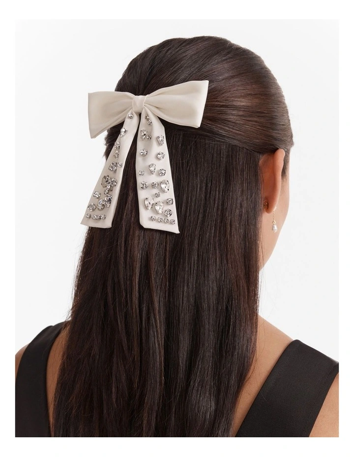 Queen Bow Hair Barrette in Vanilla image 2