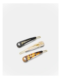 Trio Hair Clip Set in Black