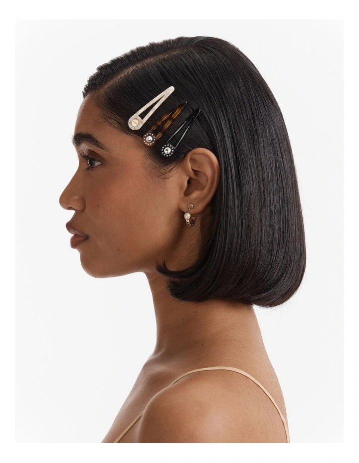 Trio Hair Clip Set in Black image 2
