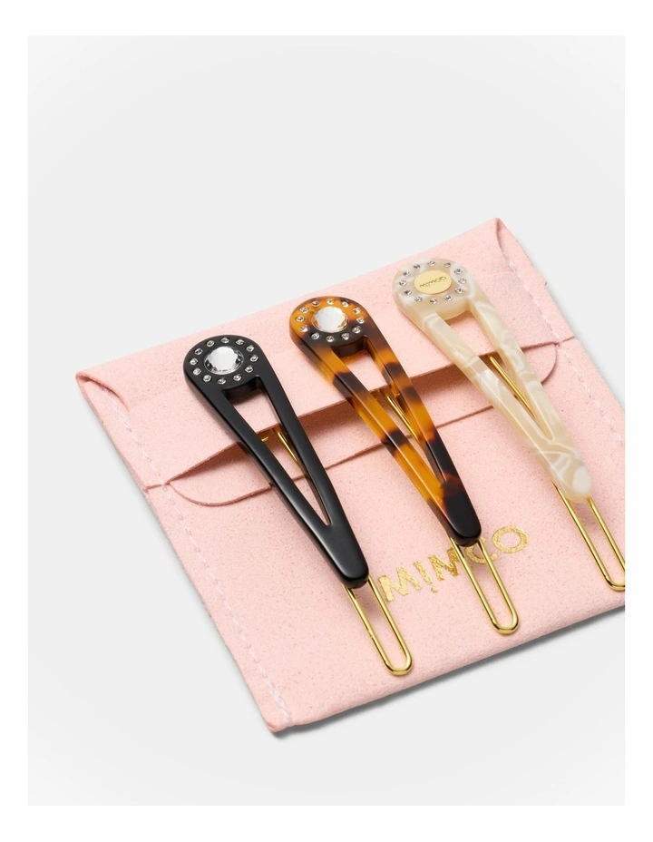 Trio Hair Clip Set in Black image 3