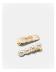 Hair Clip Set in Pearl