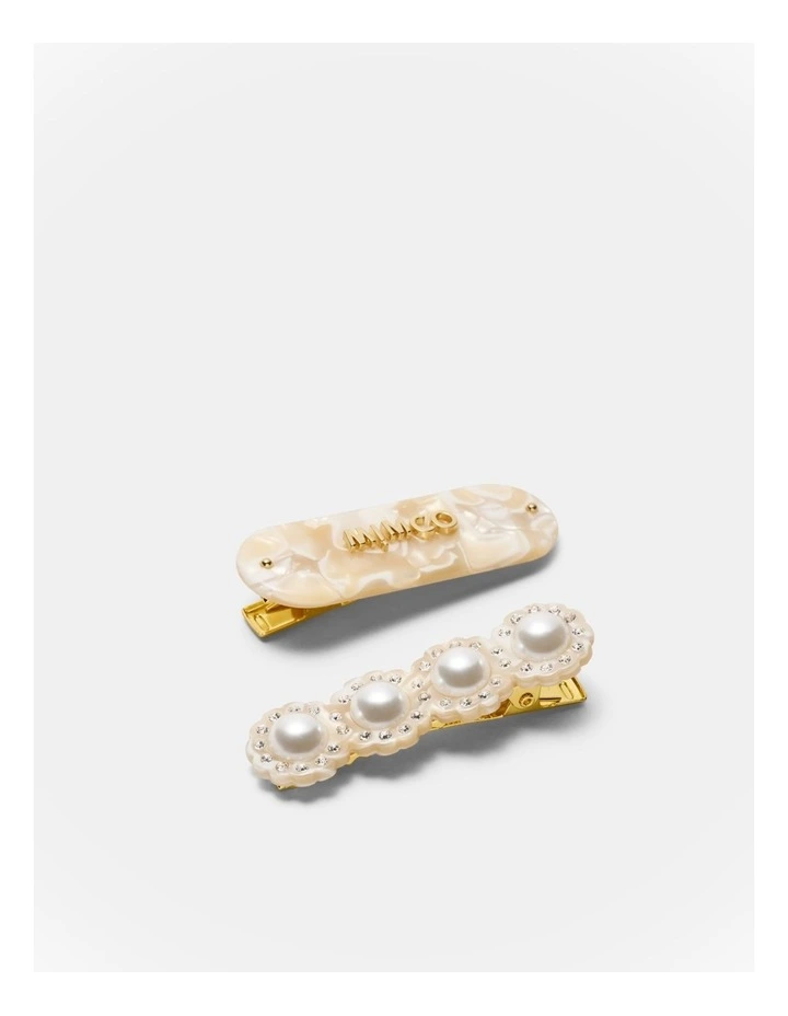 Pearly Hair Clip Set in Pearl image 1