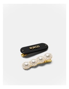 Pearly Hair Clip Set in Black