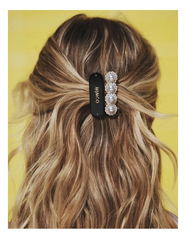 Pearly Hair Clip Set in Black image 2