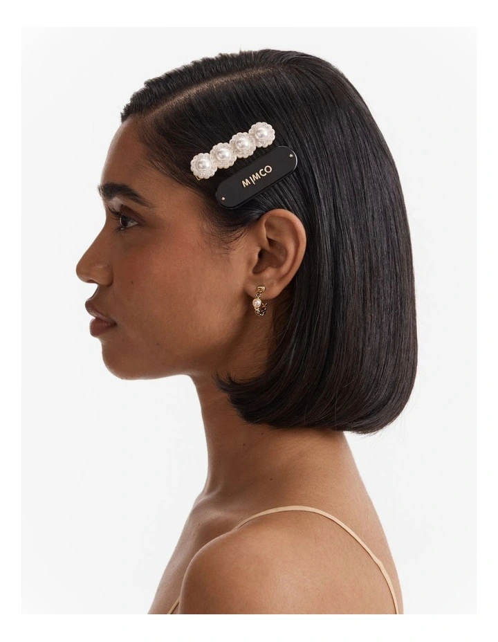 Pearly Hair Clip Set in Black image 3