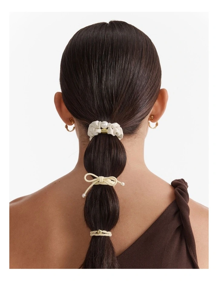 Lovely Hair Tie Set in Buttermilk image 2