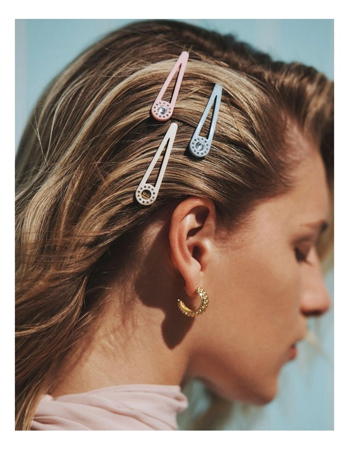 Mimco Trio Hair Clip Set in Pink Multi image 2