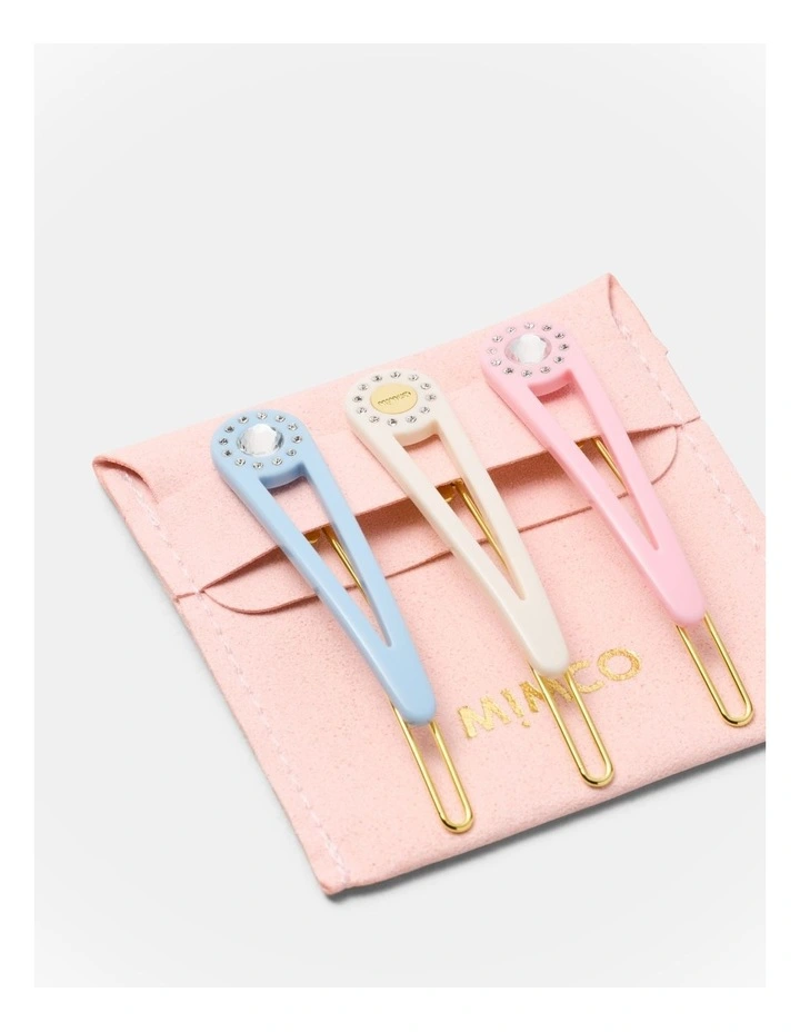 Mimco Trio Hair Clip Set in Pink Multi image 4