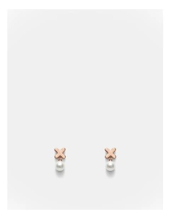 Essense Pearl Stud Earrings in Rose Gold