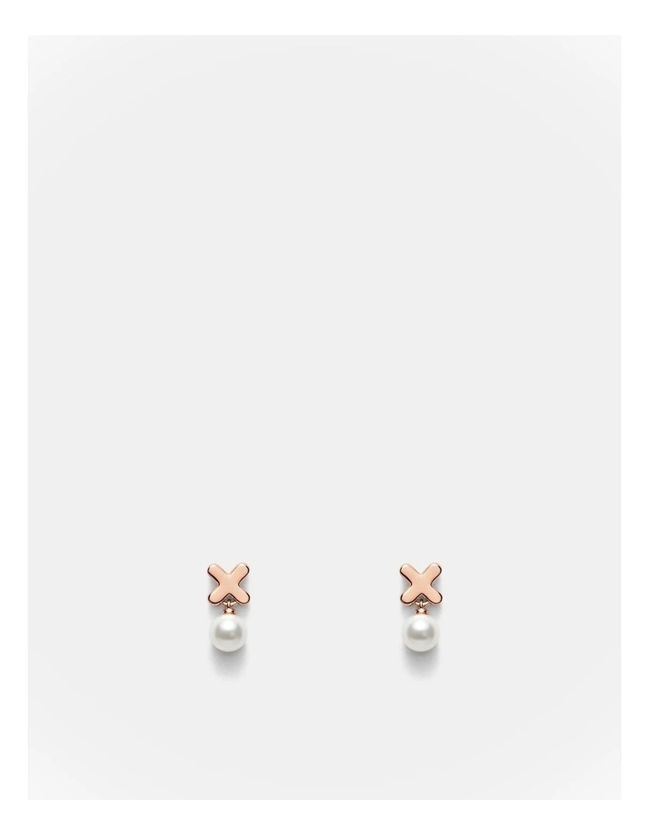 Essense Pearl Stud Earrings in Rose Gold image 1