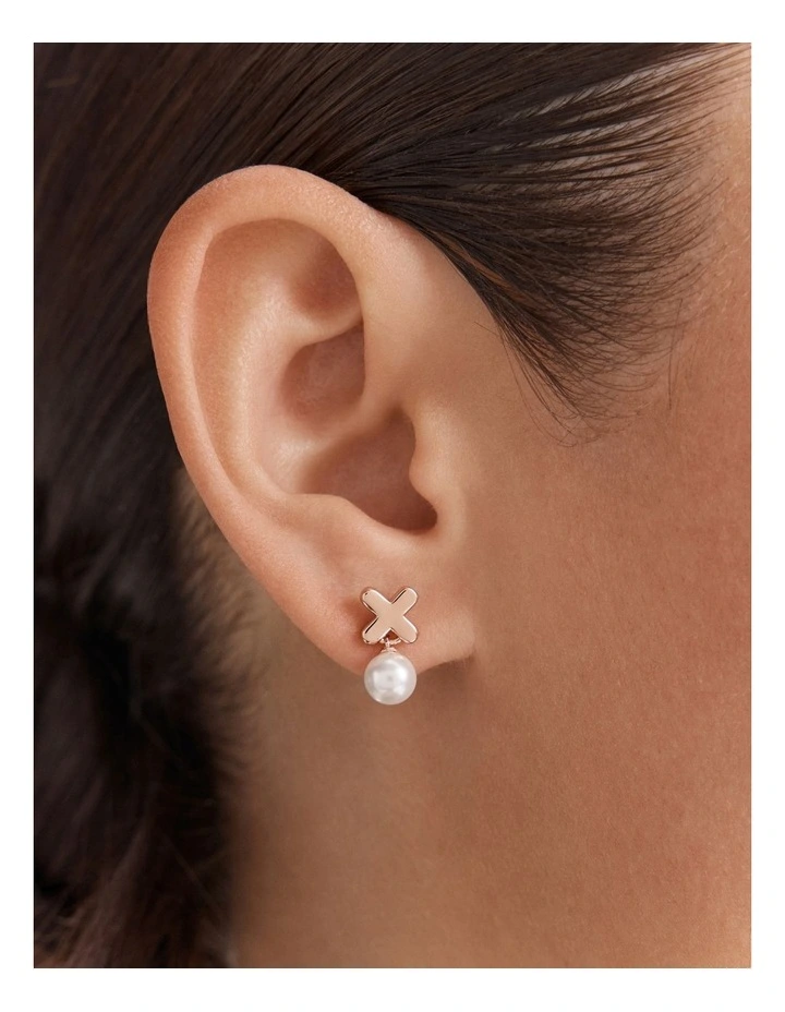 Essense Pearl Stud Earrings in Rose Gold image 2