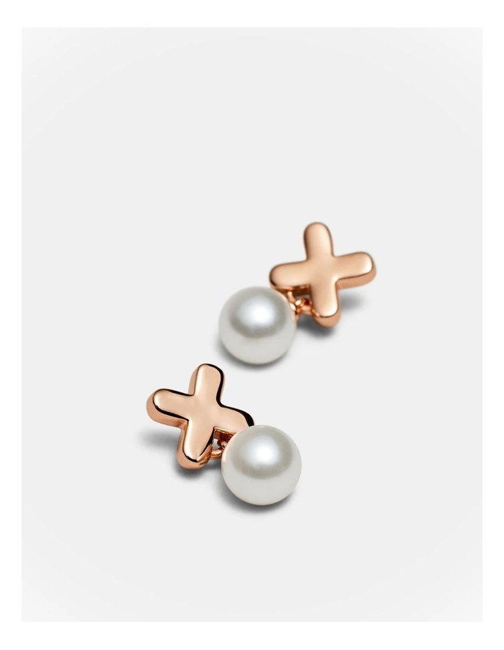 Essense Pearl Stud Earrings in Rose Gold image 3