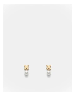 Essense Pearl Stud Earrings in Gold