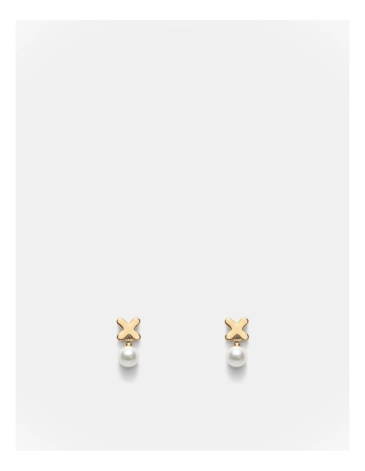 Essense Pearl Stud Earrings in Gold image 1