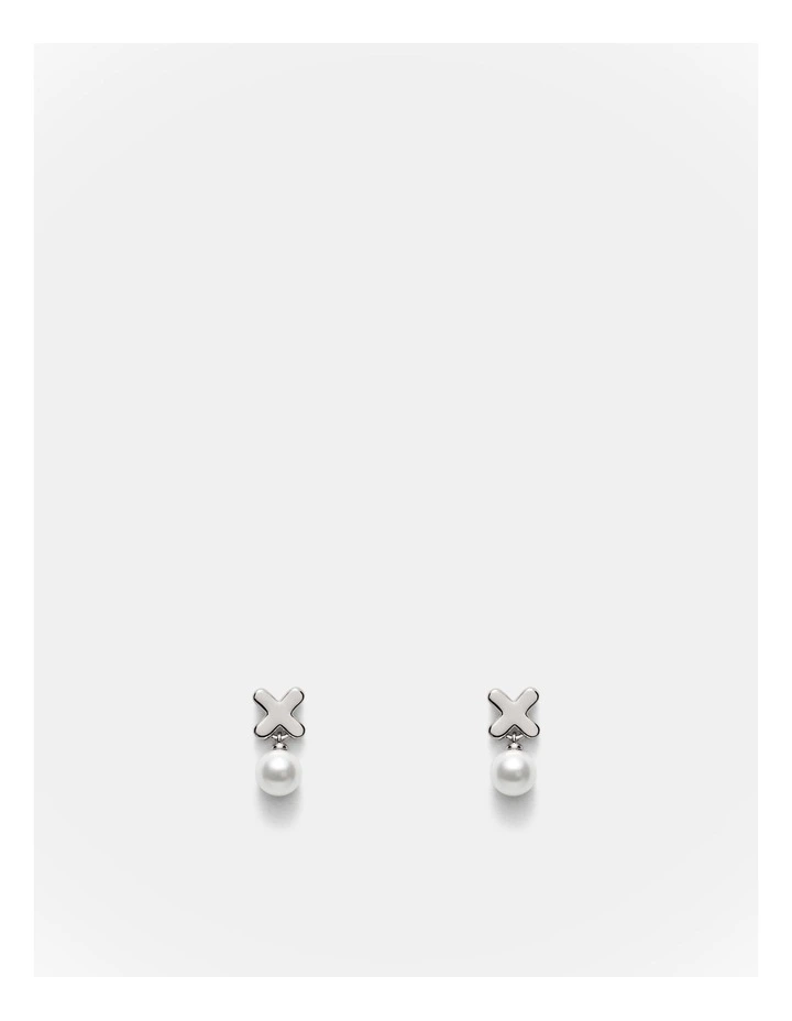 Essense Pearl Stud Earrings in Silver image 1
