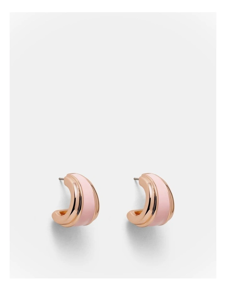 Mini Enamel Hoop Earrings in Petal image 1