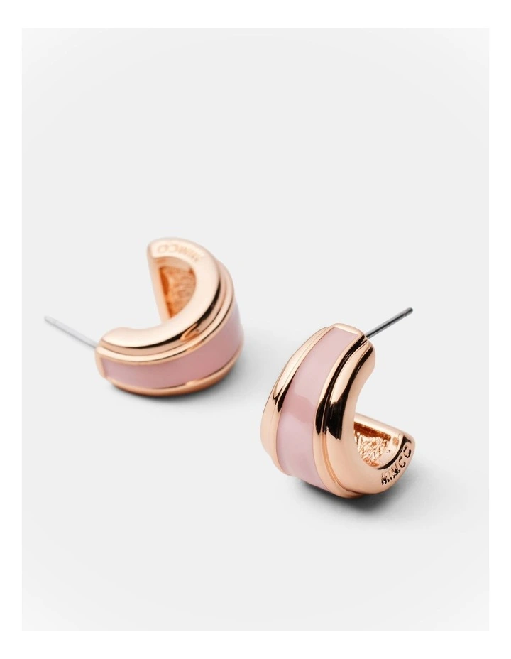 Mini Enamel Hoop Earrings in Petal image 3
