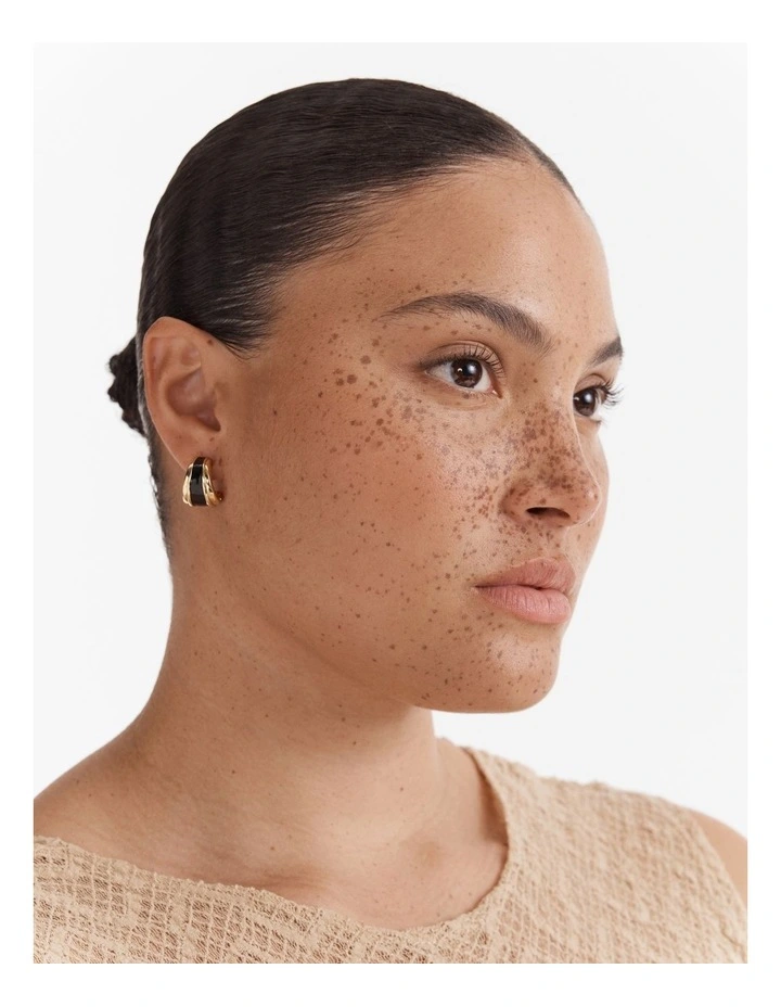 Mini Enamel Hoop Earrings in Black image 4