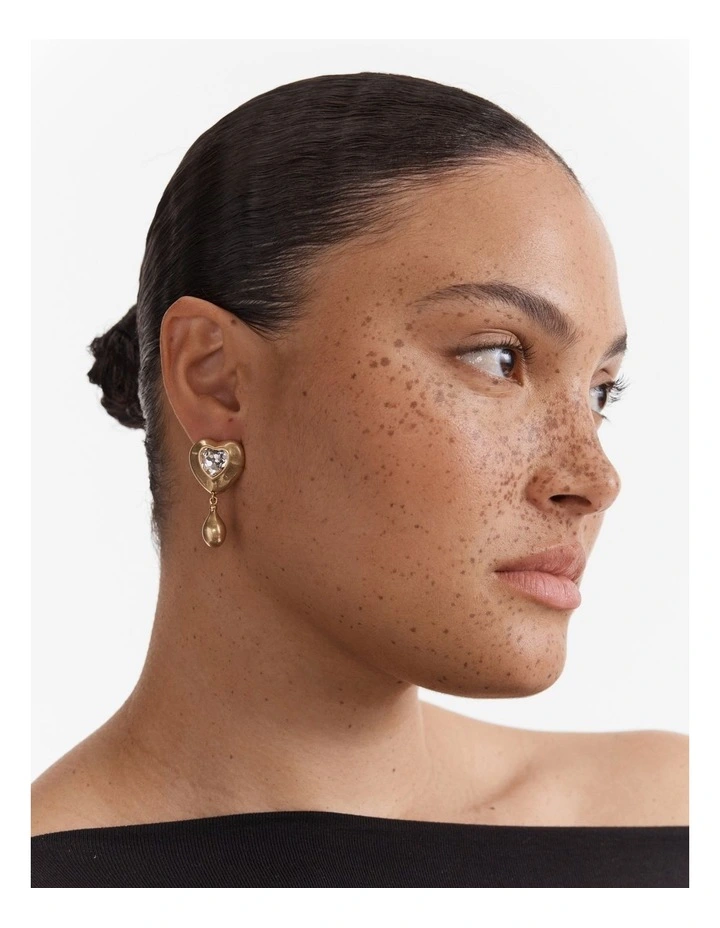 I Adore Heart Earrings in Gold image 4