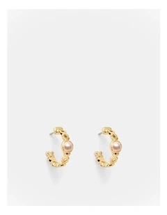Essense Pearl Hoop Earrings in Gold