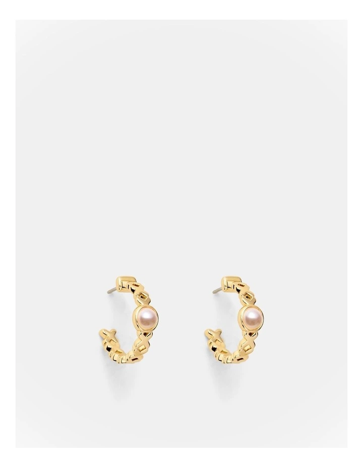 Essense Pearl Hoop Earrings in Gold image 1
