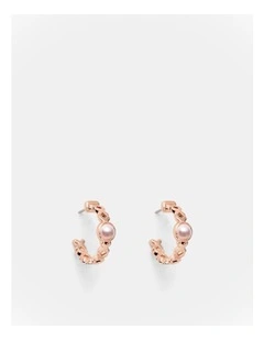 Essense Pearl Hoop Earrings in Rose Gold