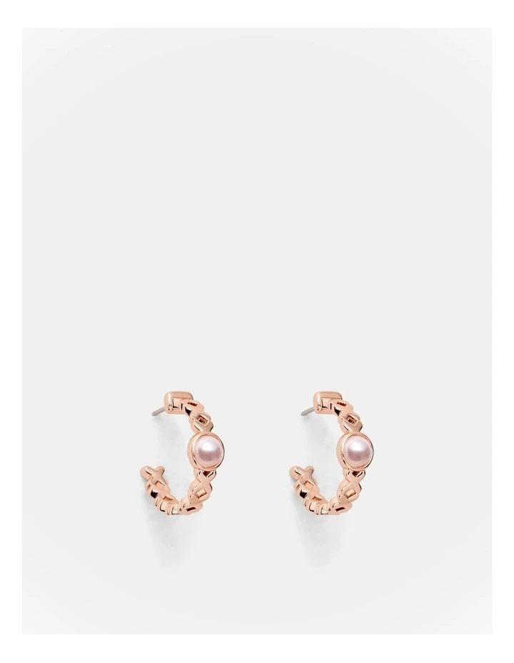 Essense Pearl Hoop Earrings in Rose Gold image 1