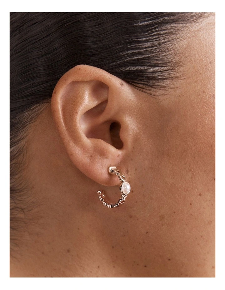 Essense Pearl Hoop Earrings in Rose Gold image 2