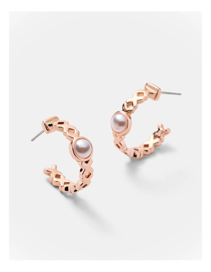 Essense Pearl Hoop Earrings in Rose Gold image 3