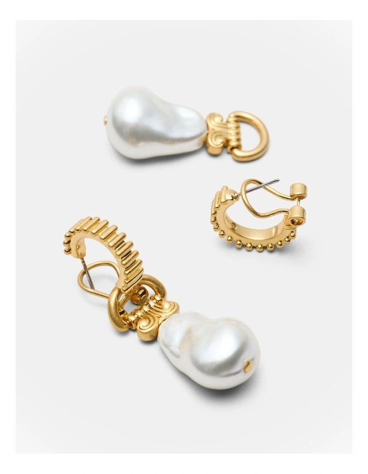 Goddess Pearl Hoop Earrings in Pearl image 3