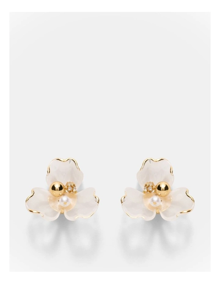 Floweret Stud Earrings in Pearl image 1