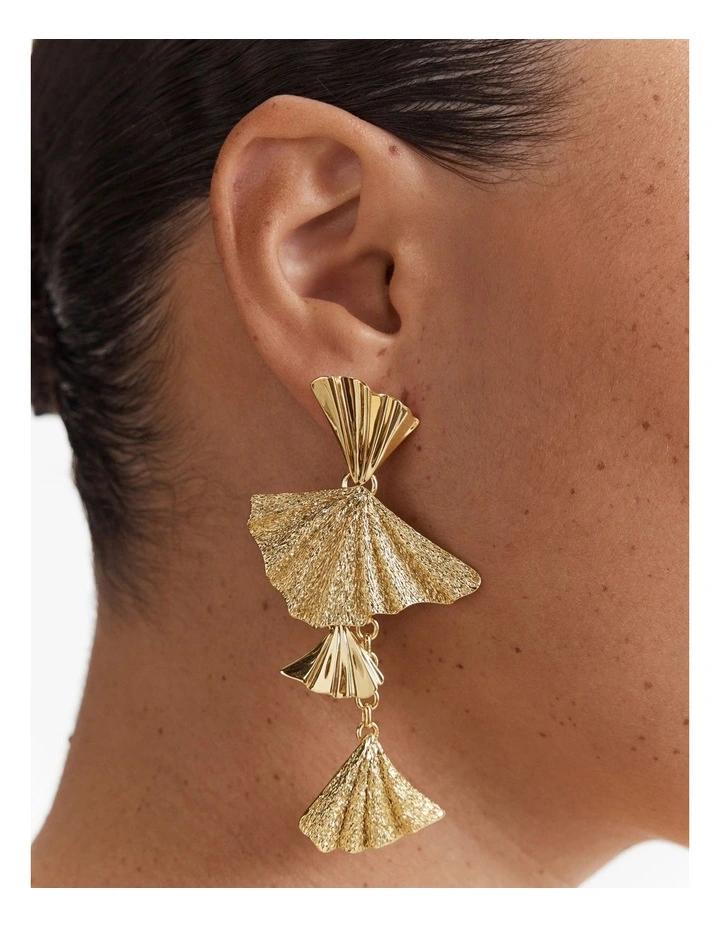 Fold Charm Drop Earrings in Gold image 2