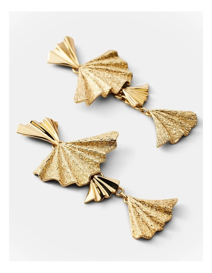 Fold Charm Drop Earrings in Gold image 3