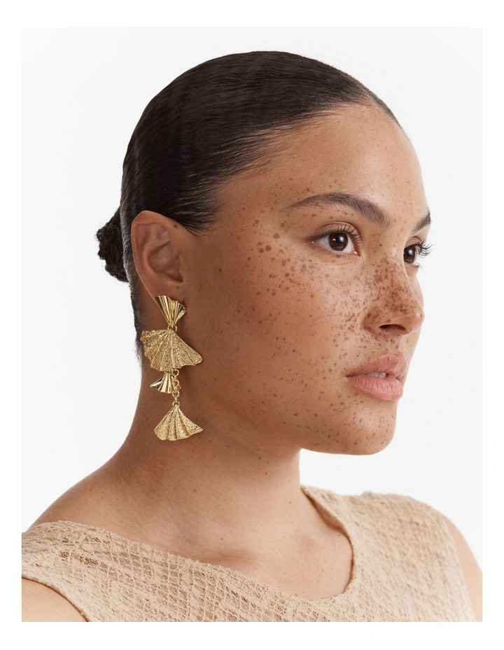 Fold Charm Drop Earrings in Gold image 4