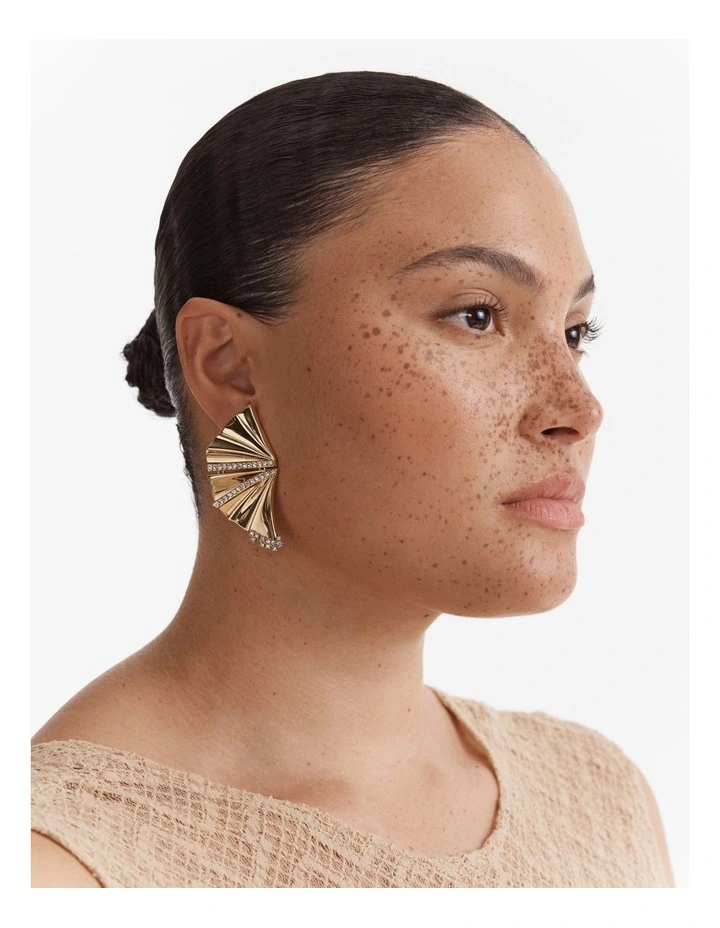 Fold Statement Earrings in Gold image 4