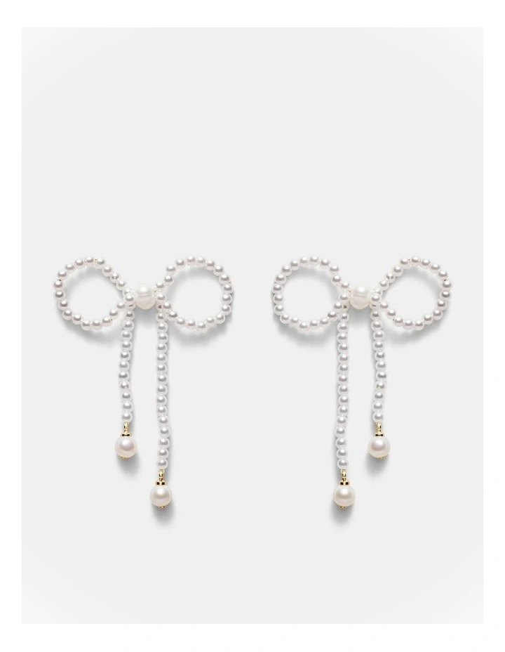 Glimmer Bow Earrings in Pearl image 1