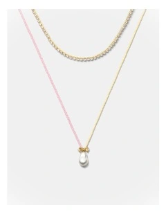 Goddess Duo Necklace in Pearl