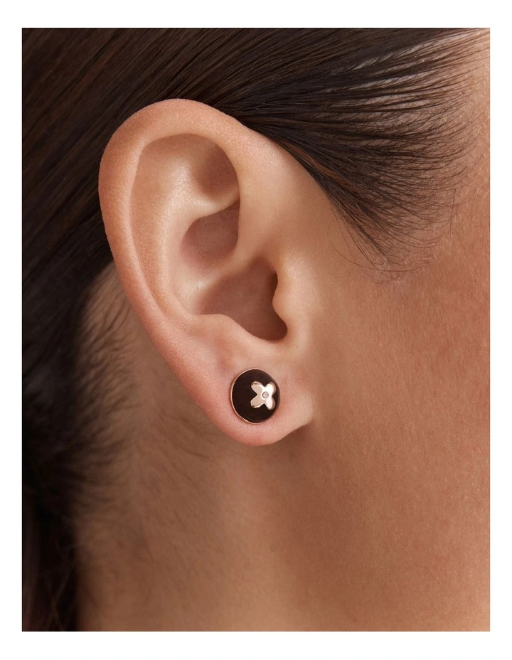 Adorbs Enamel Stud Earrings in Black image 2