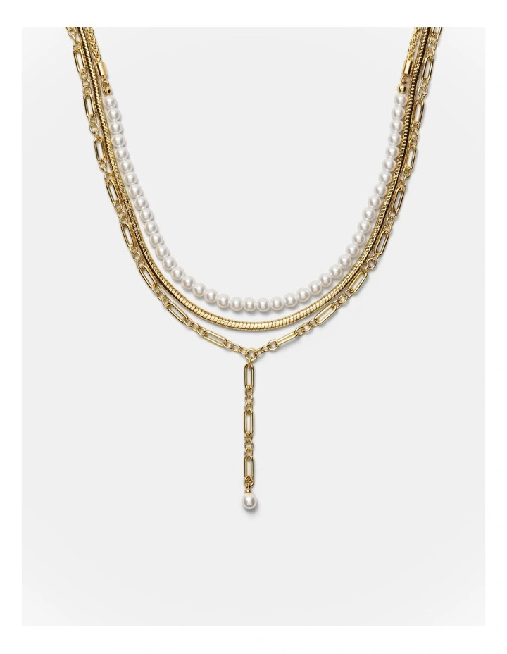 Stacked Lariat Necklace in Gold image 1