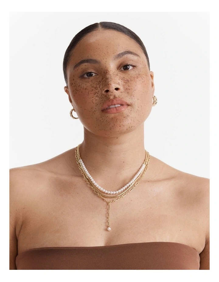 Stacked Lariat Necklace in Gold image 2