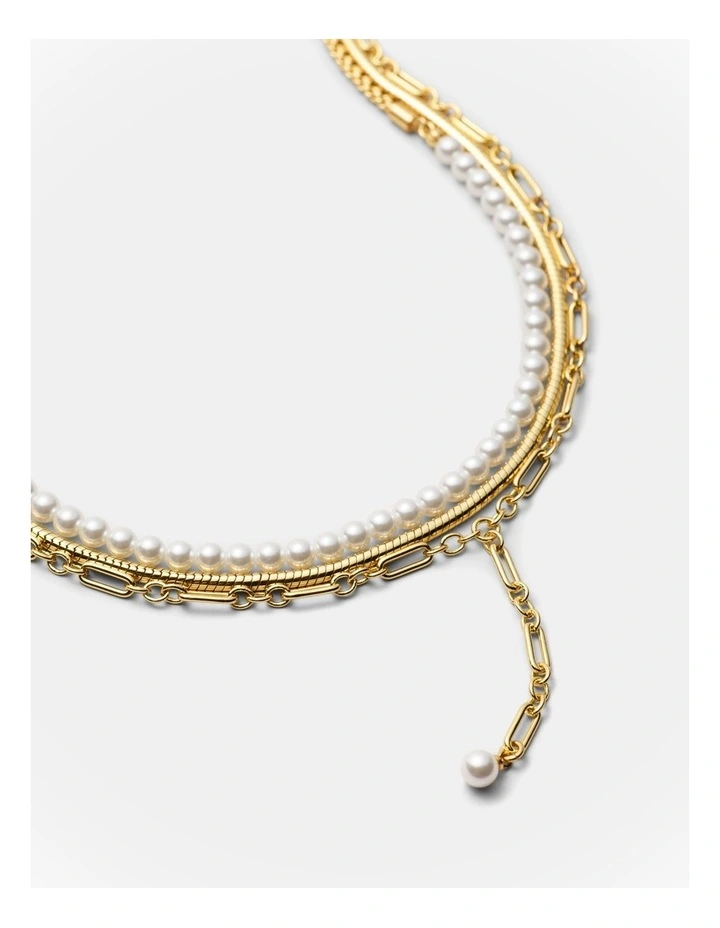 Stacked Lariat Necklace in Gold image 3